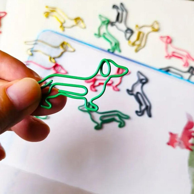 Креативные скрепки в форме собак, набор 10 шт | Цветные металлические скрепки для документов. Киев - изображение 5