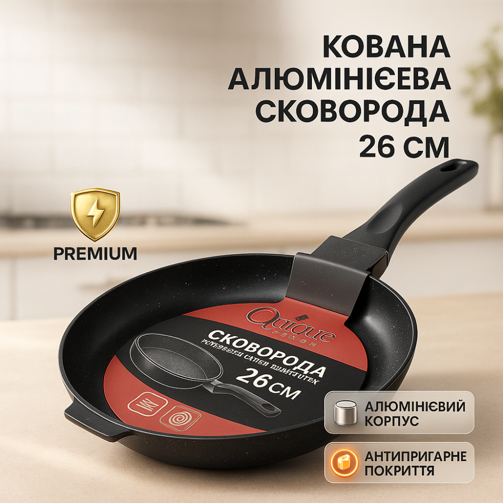 Сковорода для приготовления пищи с антипригарным слоем UNIQUE UN-5155 26 см, Удобная сковорода для дома GE-97 Львов - изображение 14