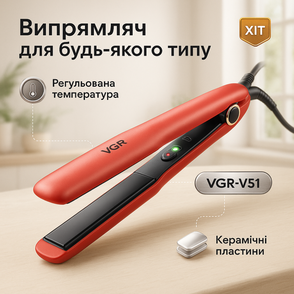 Праска плойка щітка для випрямлення волосся VGR, Професійна праска, Плойка для випрямлення RS-81 Львів - фото 13