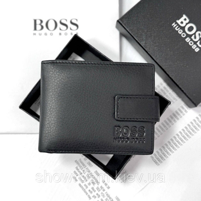 Чоловічий шкіряний портмоне на магніті Boss (82081) чорний Київ - фото 1