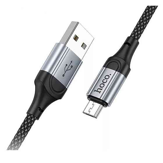Кабель HOCO X102 USB to Micro 2.4A, 1m, nylon, aluminum connectors, Black (6942007608763) Київ