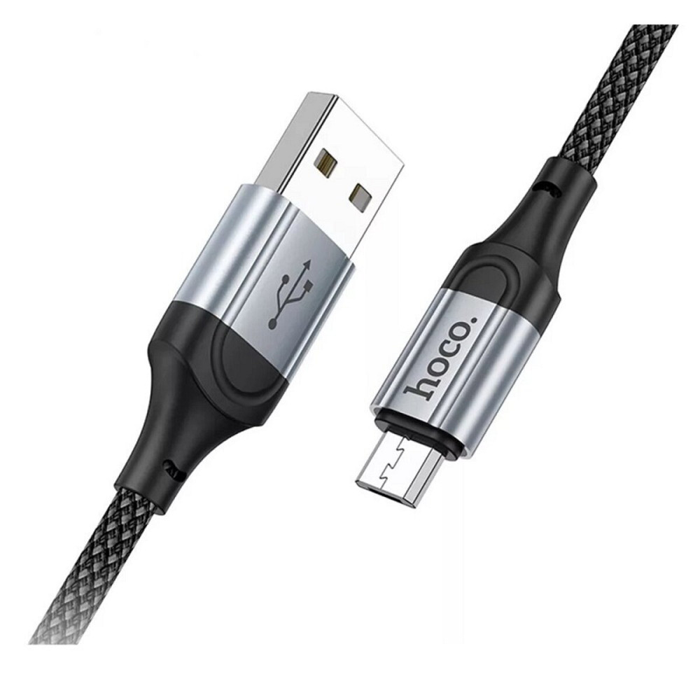 Кабель HOCO X102 USB to Micro 2.4A, 1m, nylon, aluminum connectors, Black (6942007608763) Київ - фото 4