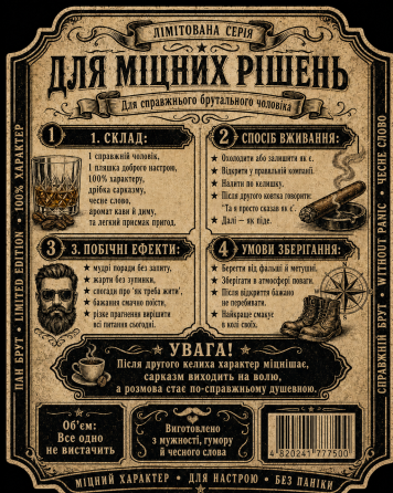 Етикетки на пляшку вина, ігристого або віскі “Пан Брут” | Прикольний подарунок чоловікові | Етикетка + контретикетка Одеса