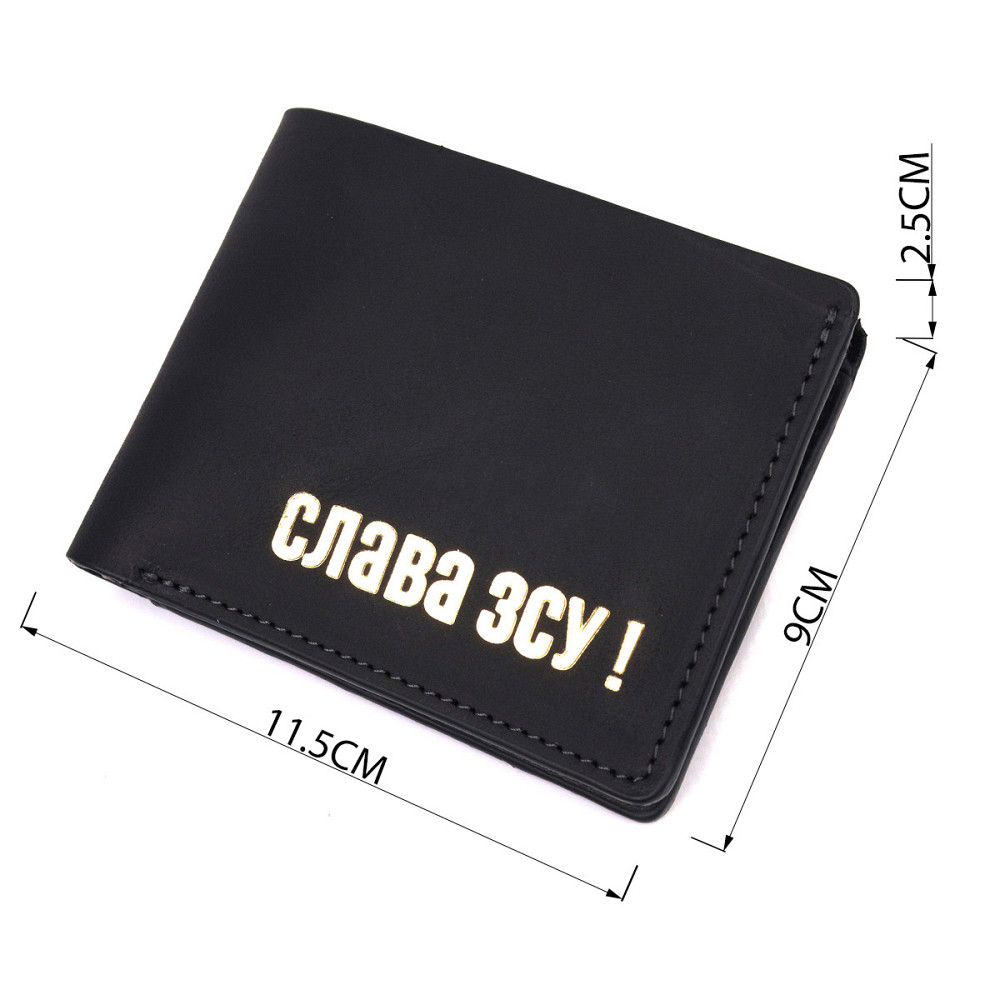 Добротное кожаное портмоне из винтажной кожи в два сложения Черный (GRANDE PELLE) Киев - изображение 7