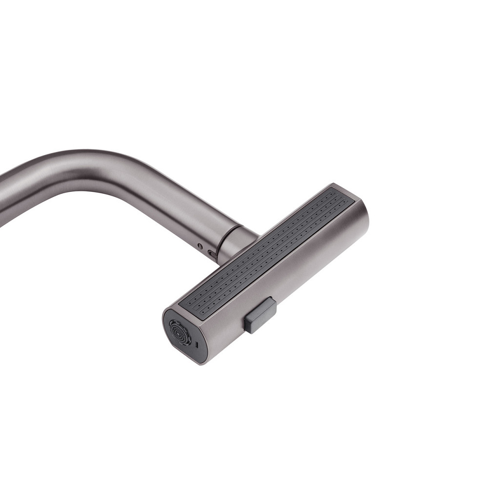 Змішувач для кухні з висувним виливом Kroner KRP Edelstahl Klassisch - PVD03918 графит Київ - фото 8