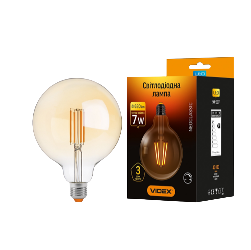 Лампа G125 7W E27 2200К 220V Filament AD LED Videx Житомир