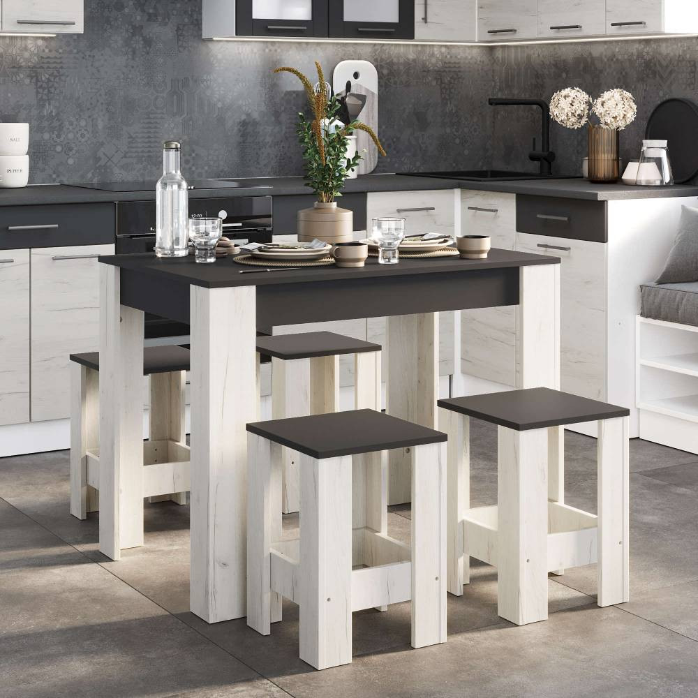 Обідній комплект Еверест стіл СТО-1/4 табурети Т-1 (4шт) Графіт/Дуб крафт білий (DTM-071149) Львів - фото 1