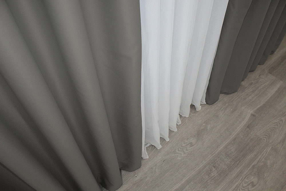 Комплект готових штор VR-Textil Блекаут Midnight № 1228ш Сірий 100х295 см 2 шт (31-505) Київ - фото 7