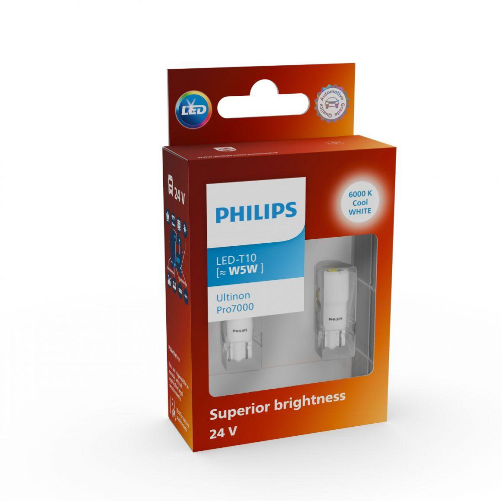 Комплект світлодіодних ламп PHILIPS 24961CU70X2 W5W (T10) LED Ultinon Pro7000 W2.1X9.5d WHITE 6000K 24V Харків - фото 3