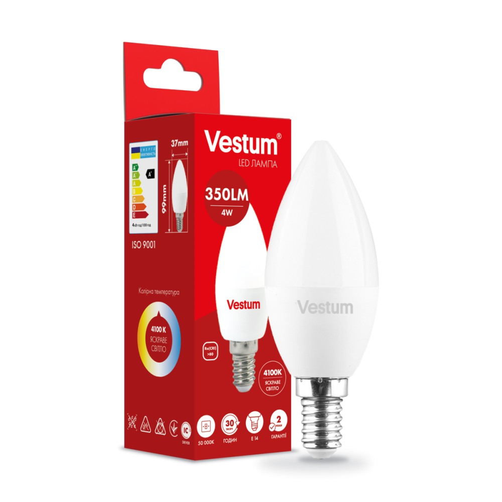 Світлодіодна лампа Vestum C37 4W 4100K 220V E14 1-VS-1307 Київ - фото 3