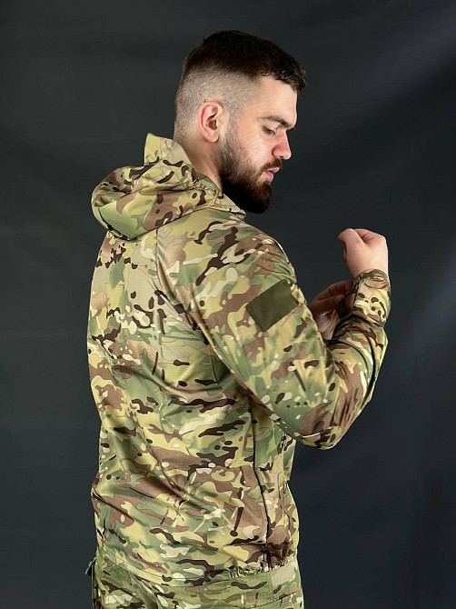 Водонепроницаемая армейская летняя куртка мультикам мужская ветровка с капюшоном для военнослужащего WAR Львов - изображение 3