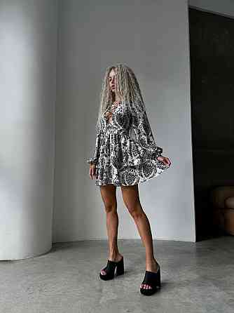 Жіноче стильне повсякденне літнє плаття софт принт Чорний, 44/46 Одеса