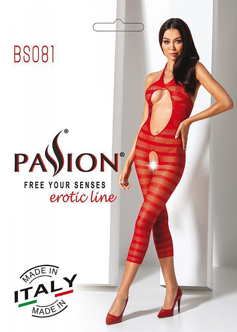 Сітчастий бодістокінг з відкритим животом Passion BS081 red Sex Aura Київ - фото 4