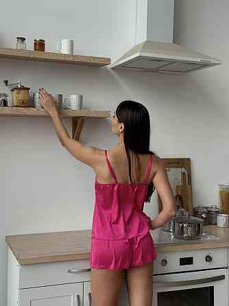 Пижама женская шелковая с шортами Малиновый M/L Харьков