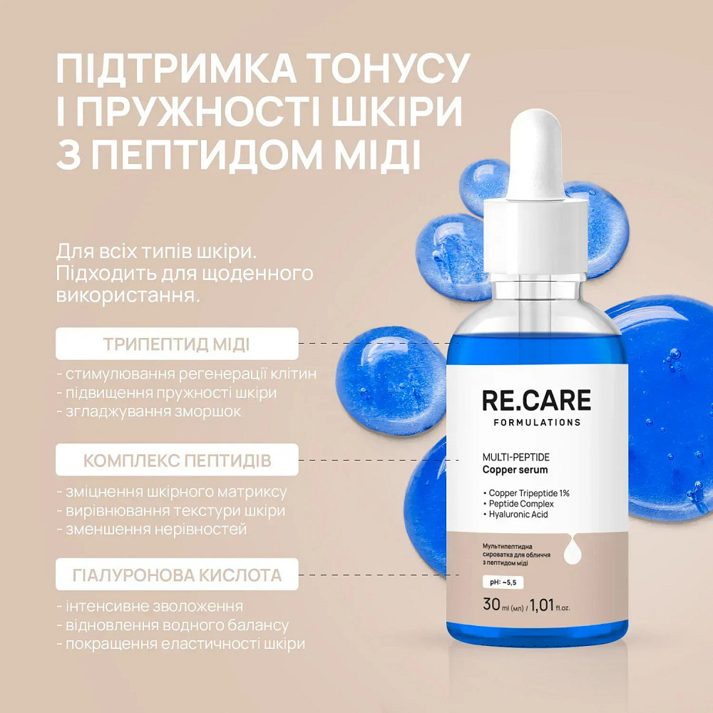 Мультипептидная сыворотка для лица с медным пептидом Multi-Peptide Copper Serum RE.CARE 30 мл Киев - изображение 7