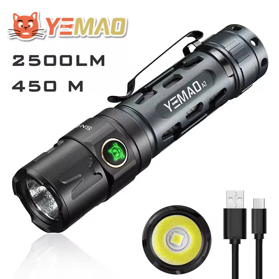 Ручний ліхтар YEMAO YM-А7, 2200LM, P80 LED, Zoom, 1x21700 акум, TYPE-C Дніпро - фото 10