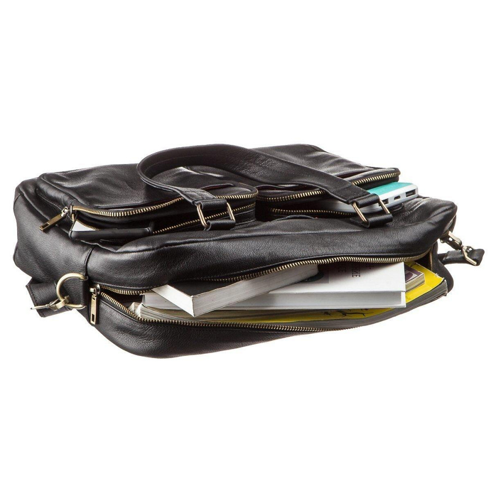 Мужская кожаная деловая сумка-портфель для ноутбука SHVIGEL 19108 Черная Киев - изображение 5