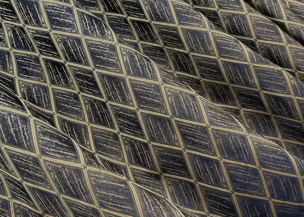 Шторна тканина жакард, колекція "RUBI" колір темно-синій з бежевим 1759ш Київ - фото 1