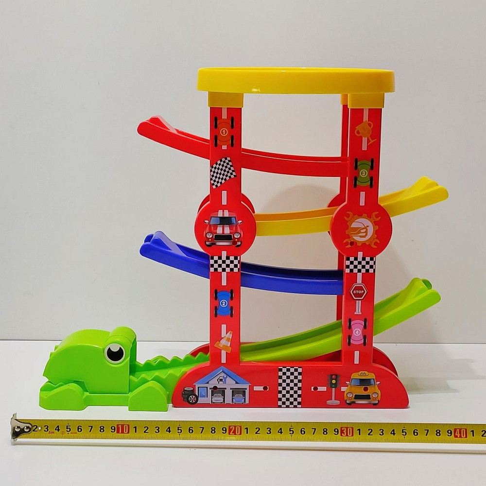 Трек паркінг Крокодил п'ятиповерховий 4 машинки в наборі Зелений (6843) Чернігів - фото 2