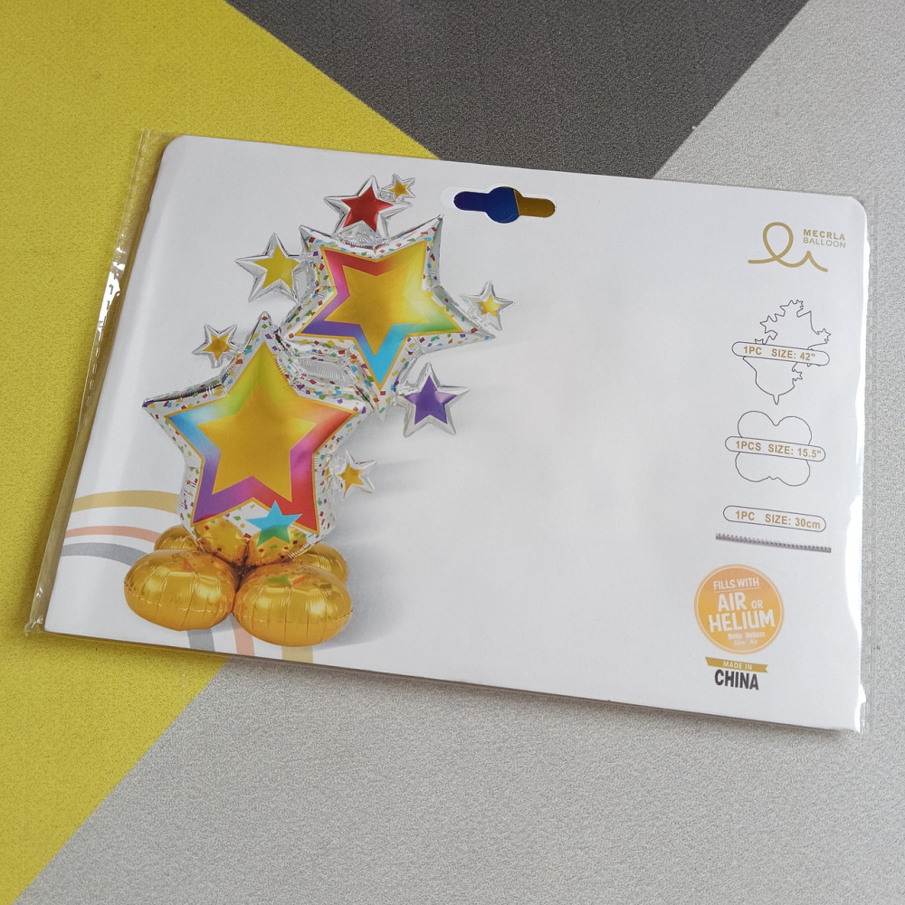 Шар стоячий объемный фигурный фольгированный звезды 109х62 см для воздуха Киев - изображение 2