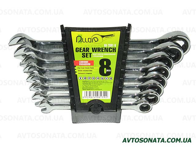 Набор ключей рожково-трещоточных 8шт 8-19 мм. ALLOID НК-2081-8 Винница - изображение 2