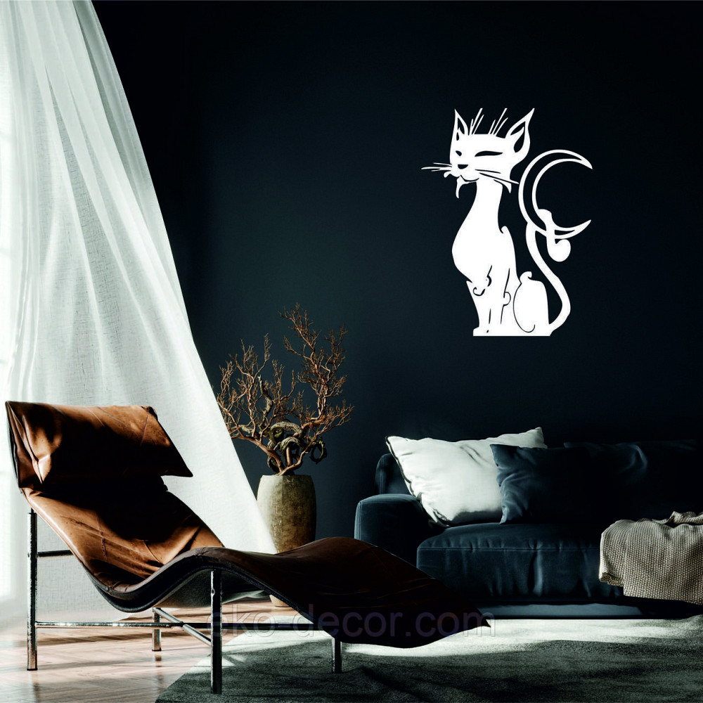 Декоративное настенное 3D Панно «Кот» Декор на стену с объемом 50*37 см, Белый Киев - изображение 1