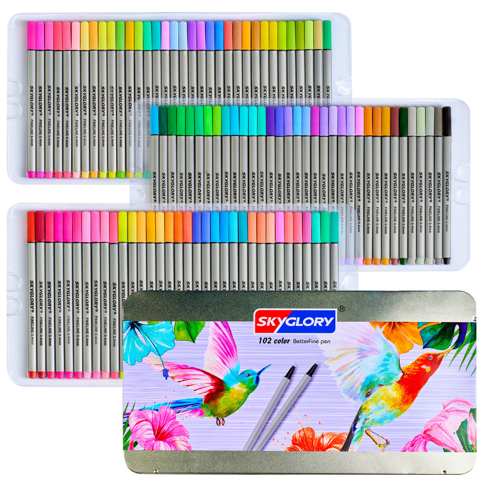 Набор разноцветных линеров в металлическом кейсе 102 цветов 0.4 мм + Альбом для скетчинга А4 на 50 листов Каменец-Подольский - изображение 4