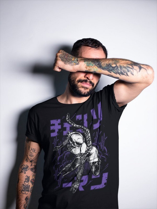 Футболка для хлопчика з аніме принтом Людина-бензопила оверсайз (зріст від 165 до 180) Чорний AnimeJ0254m Дніпро - фото 2