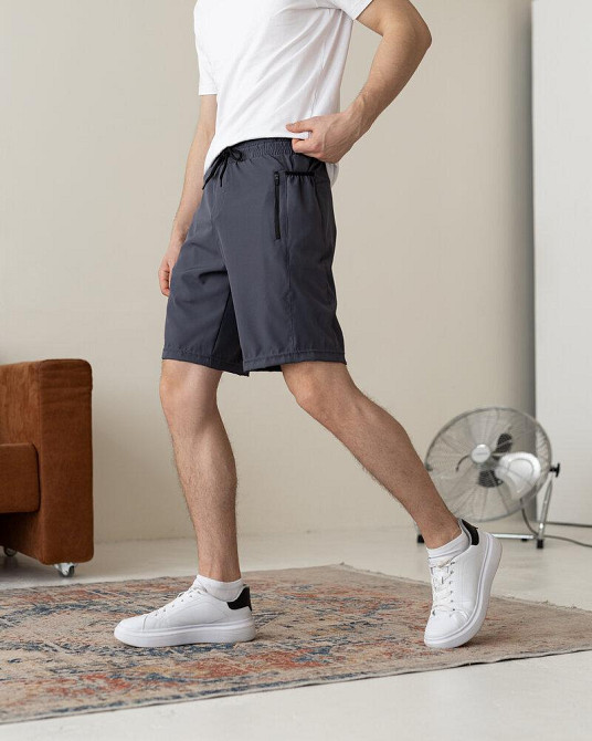 Темно-сірі чоловічі шорти прямого крою Pobedov Vil'nyy Київ - фото 2