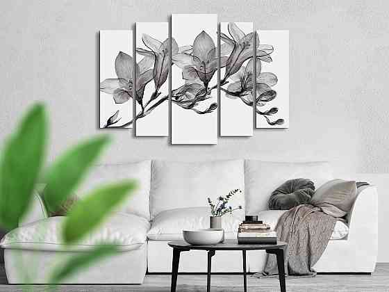 Модульна картина у вітальню / спальню Абстракція Квіти Art-431_5 ( 80х118см ) Київ