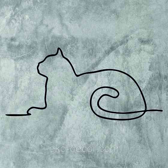Декоративное настенное 3D Панно «Кот» Декор на стену с объемом 110*51 см, Черный Киев