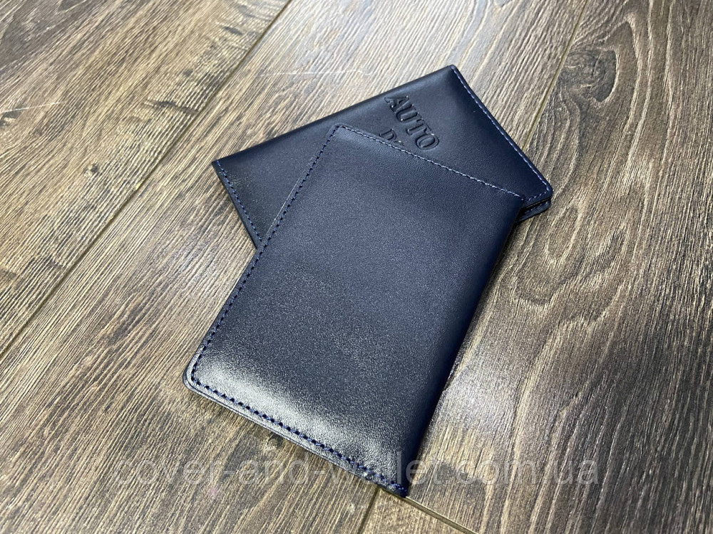 Обкладинка для авто документів з натуральної шкіри чорного кольору ST Leather Київ - фото 10