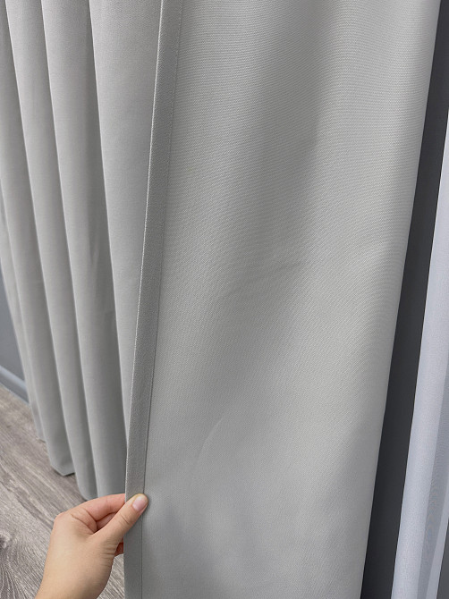 Комплект готовых штор VR-Textil Микровелюр Petek № 1477ш Светло-серый 100х290 см 2 шт (31-737) Киев - изображение 15