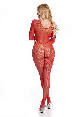 Бодистокинг - Pink Lipstick Lingerie Risque Crotchless Bodystocking Red, S/M Sex Aura Киев