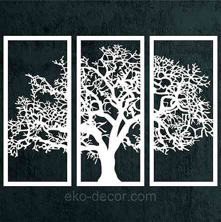 Декоративное настенное Панно «Дерево», Декор на стену 50*71 см, Белый Киев