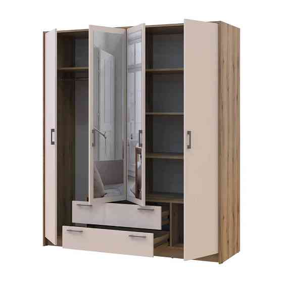 Шкаф для одежды Doros Ронди с зеркалом Дуб Артизан/Кашемир 4ДСП 160х52х195 DRS-011674 (80737827) Львов