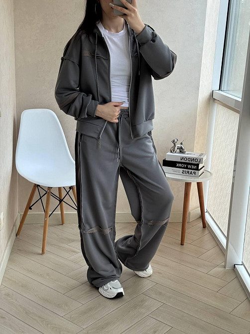 Женский оверсайз костюм двойка турецкая петля Графит Одесса - изображение 1