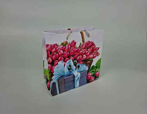 Пакет бумажный подарочный квадратный 23*24*10(артKV-061) (12 шт) Харків