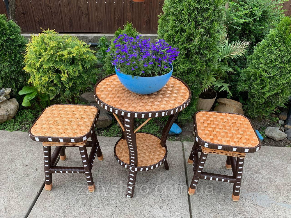 Садові плетені меблі з лози з табуретками Київ - фото 1