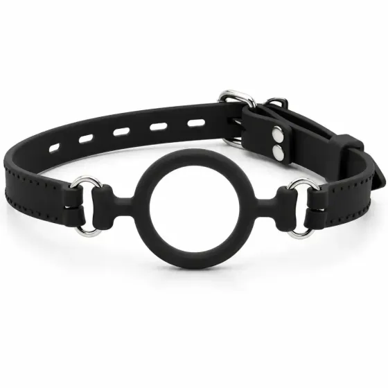 Кляп-кільце силіконовий DS Fetish на регульованому ремінці, чорний Sex Aura Київ
