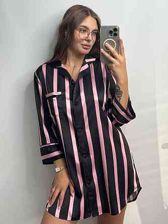 Жіноча нічна сорочка сатинова Чорно-рожева S Харків