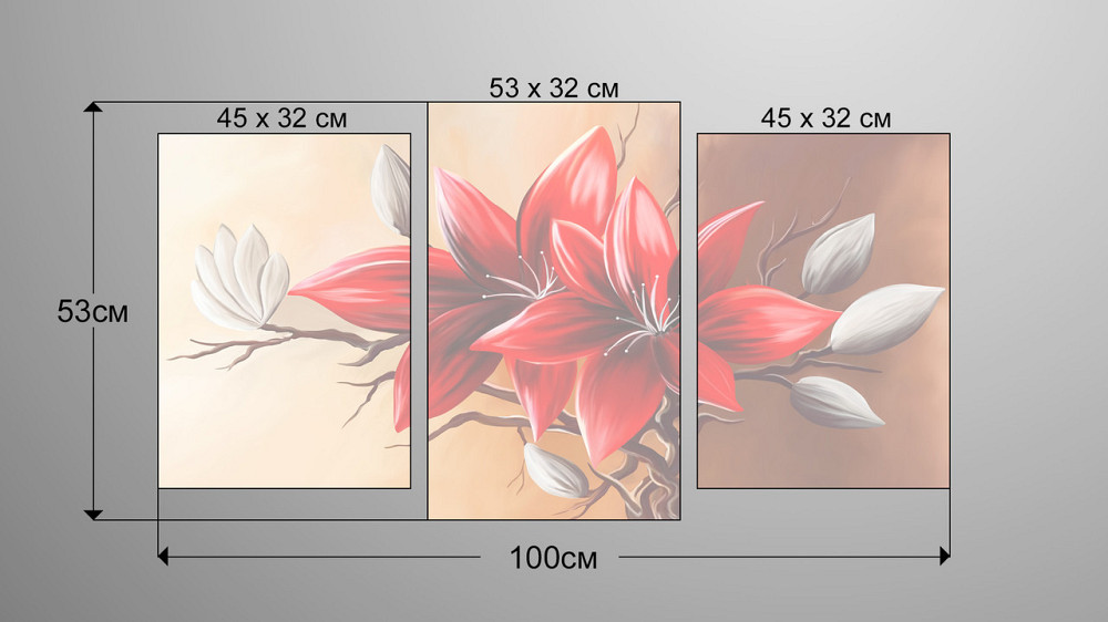 Модульна картина Абстракція Квіти Art-154_3 Київ - фото 3