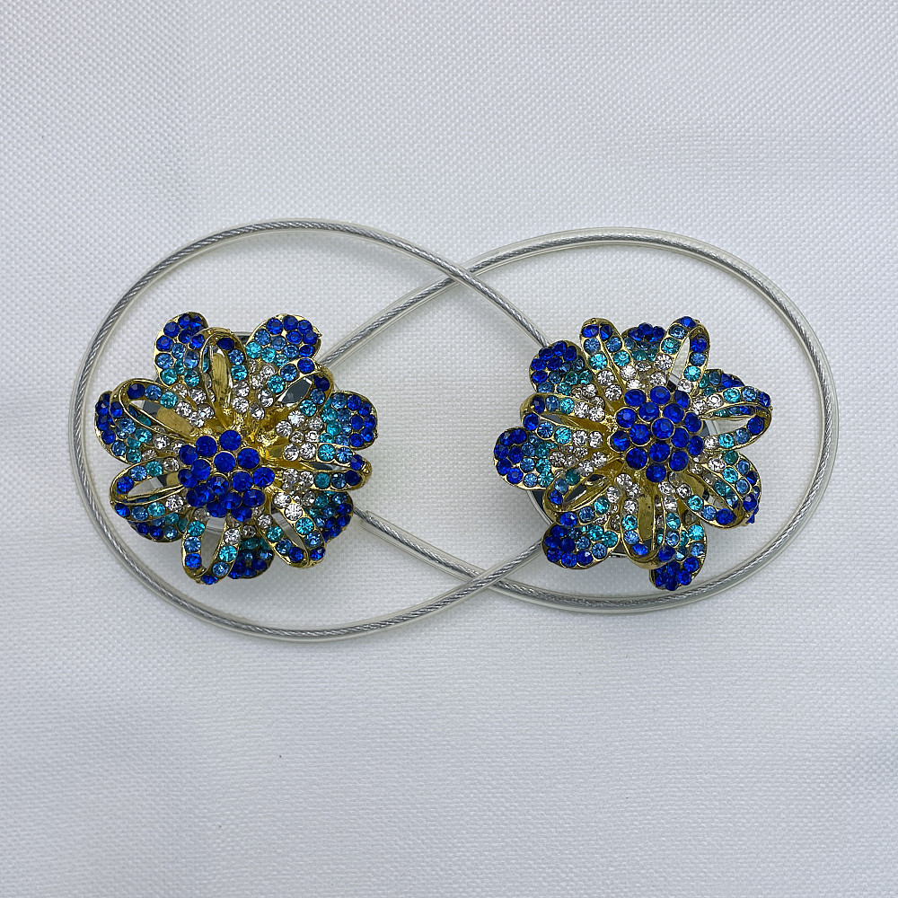 Магніти для штор та гардин "Flowers" набір 2 шт Синій з золотистим (81-199) Київ - фото 5