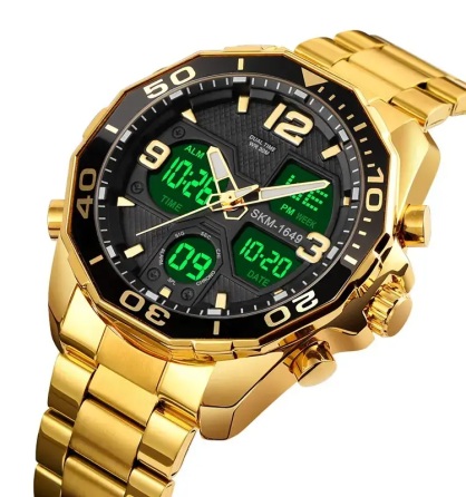 Чоловічий наручний годинник Skmei 1649 (Золотистий) Київ