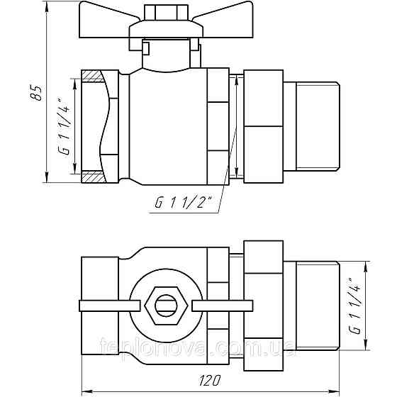 Кран кульовий прямий з американкою ARCO 1 1/4| SENA 154106 Чернівці