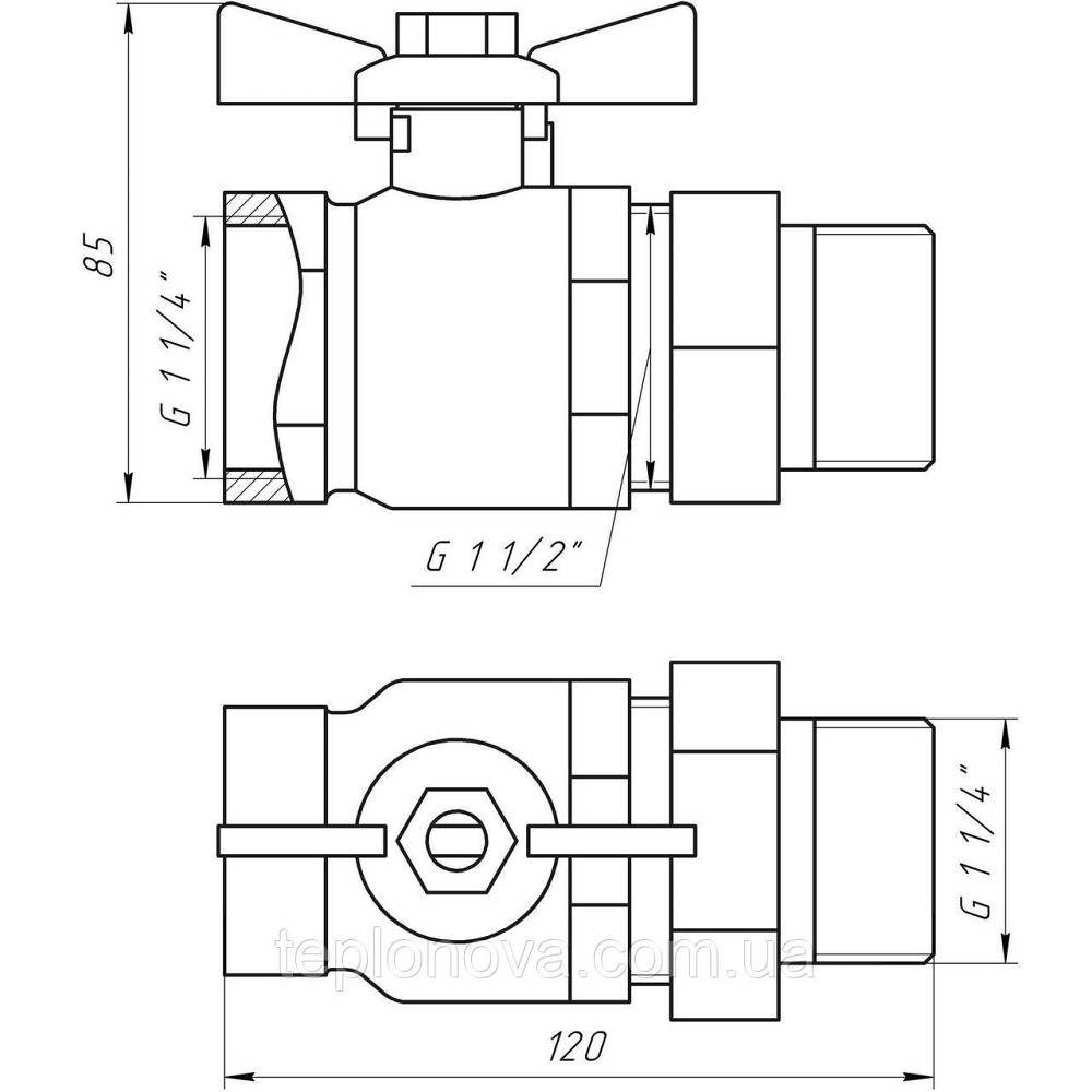 Кран кульовий прямий з американкою ARCO 1 1/4| SENA 154106 Чернівці - фото 3