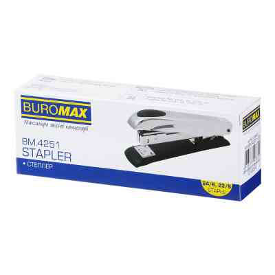 Степлер Buromax металлический, до 50 листов, (скобы №23, 24, 26), 167 х 36 х 57 мм, синий (BM.4251-02) Винница