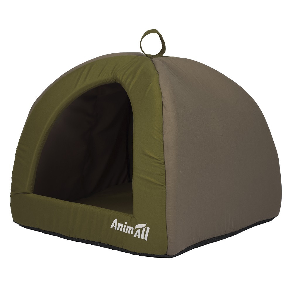 Лежанка-домик AnimAll Bad Green со съемной двусторонней подушкой для кошек и мелких пород собак, цвет зеленый, S 46х46х35 см Киев - изображение 1