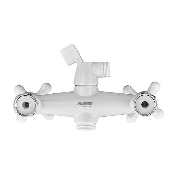 Смеситель для ванной Plamix Sirius-140 White с термопластика белый (со шлангом и лейкой) (PM0637) Черновцы