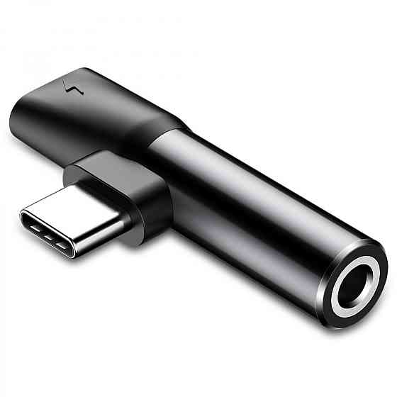 Кабель-переходник Baseus L41 Type-C(input) for Type-C female connectors+3.5 mm female Black Одесса